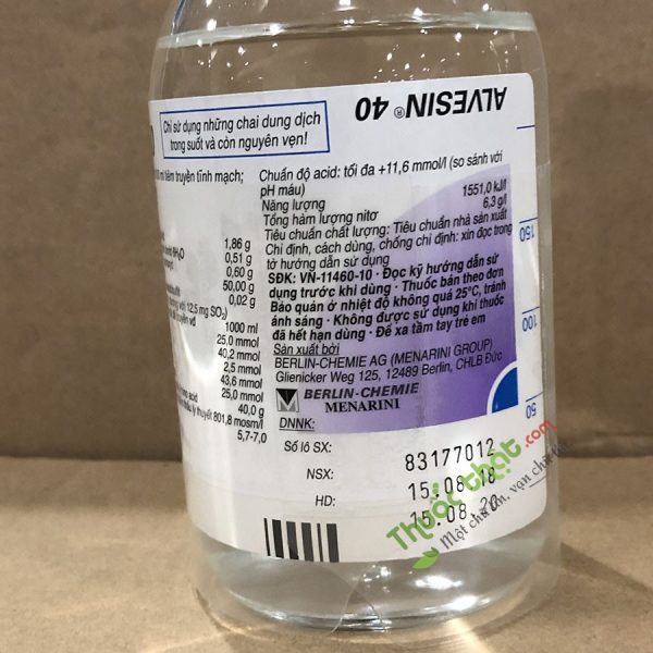 Alvesin 40 Inf 250ml - Dung Dịch Cung Cấp Chất đạm