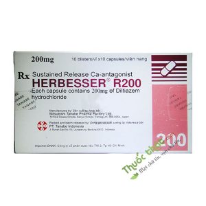 Thuốc Herbesser R200 - Điều trị cao huyết áp, đau thắt ngực