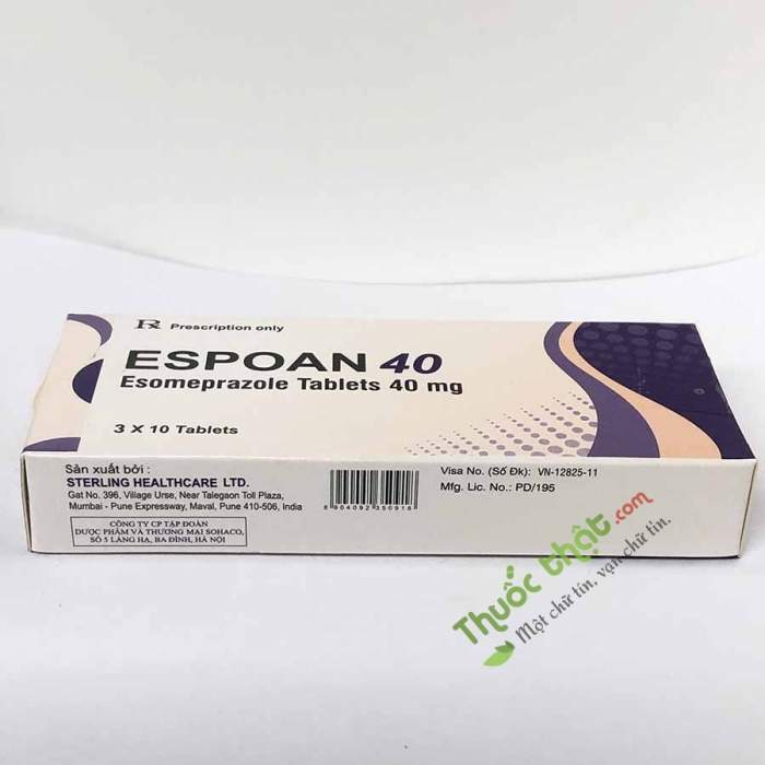 Thuốc Espoan 40 Mg - Điều Trị Bệnh Trào Ngược Dạ Dày Thực Quản