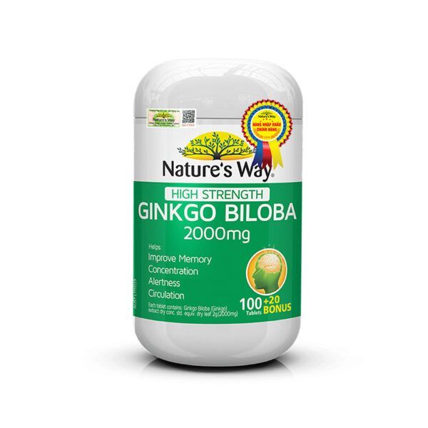 Ginkgo Biloba 2000mg Nature Way Lọ 120 Viên - Tăng Cường Trí Nhớ