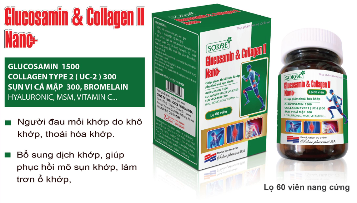 Glucosamine Collagen II Nanc lọ 60 viên