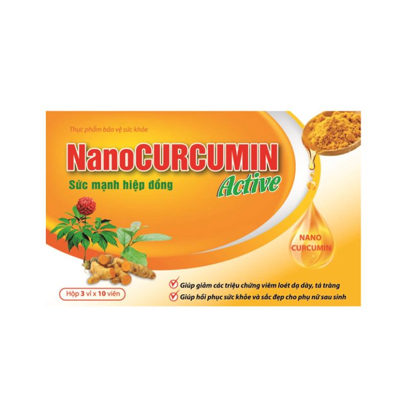 Nano Curcumin Active Hộp 30 Viên - Giúp Giảm Các Triệu Chứng Viêm Loét Dạ  Dày, Tá