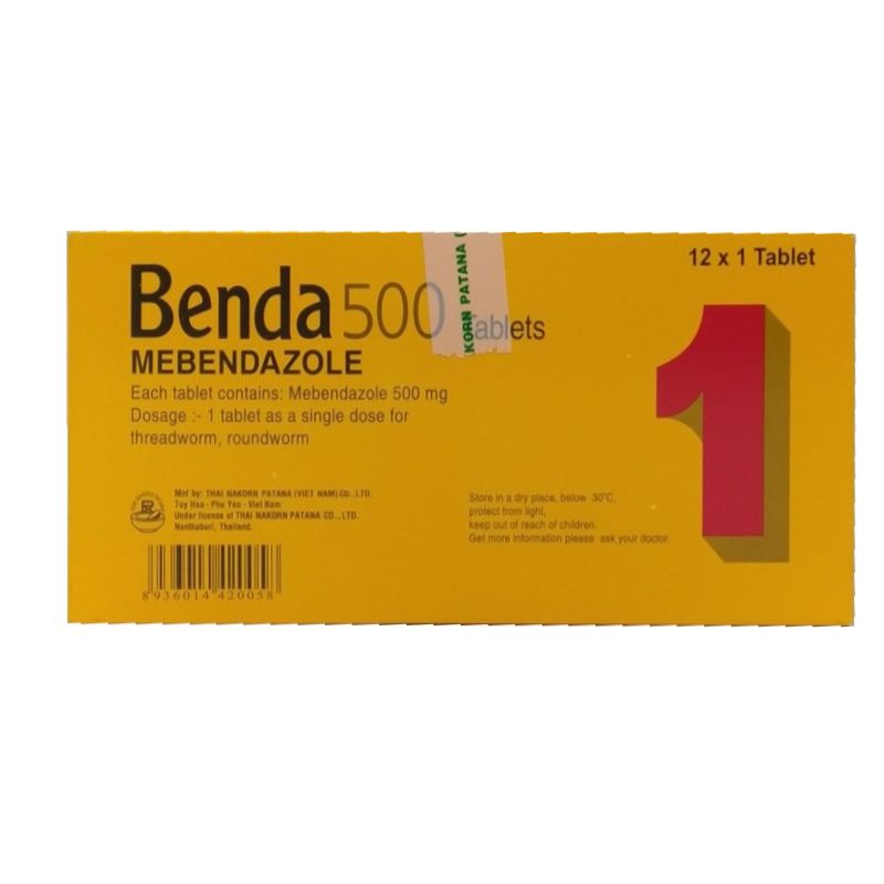 Benda 500 Hộp 1 Viên - Điều Trị Nhiễm Giun Chỉ, Giun Đũa...