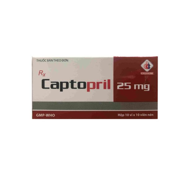 Captopril 25mg Hộp 100 Viên - Điều Trị Tăng Huyết Áp